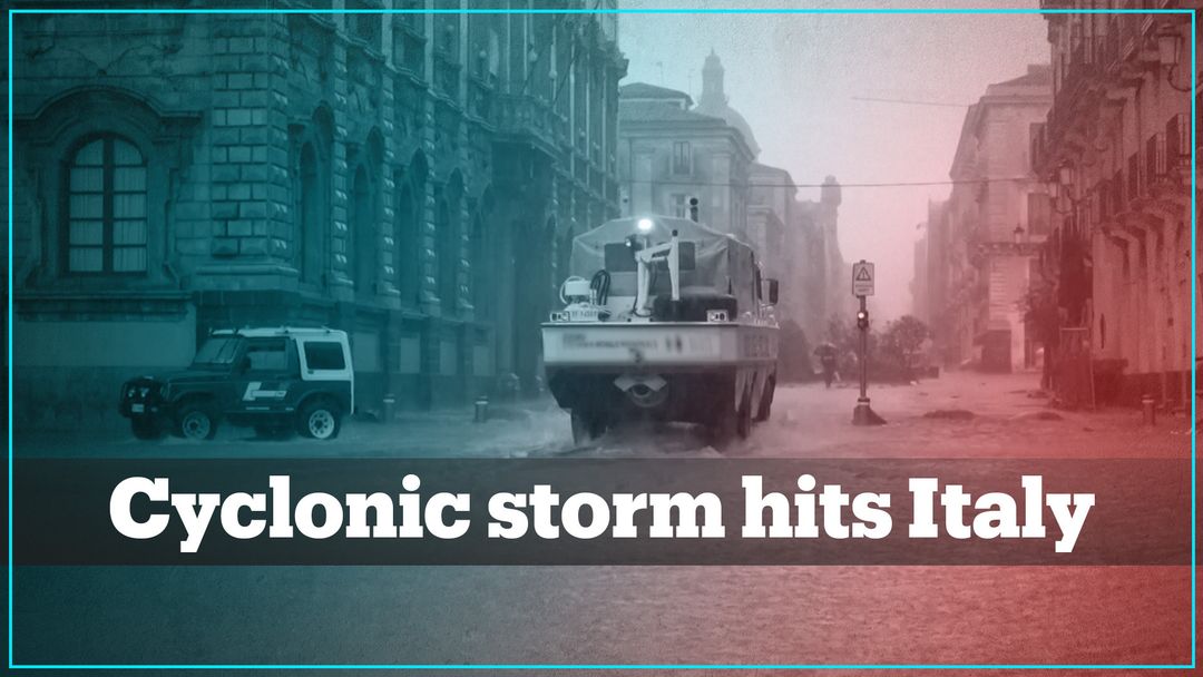 Streets of Catania get flooded as cyclonic storm hits southern Italy