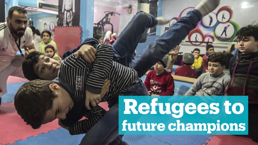 Syrian refugee kids in Egypt are trained by Syrian wrestling champion