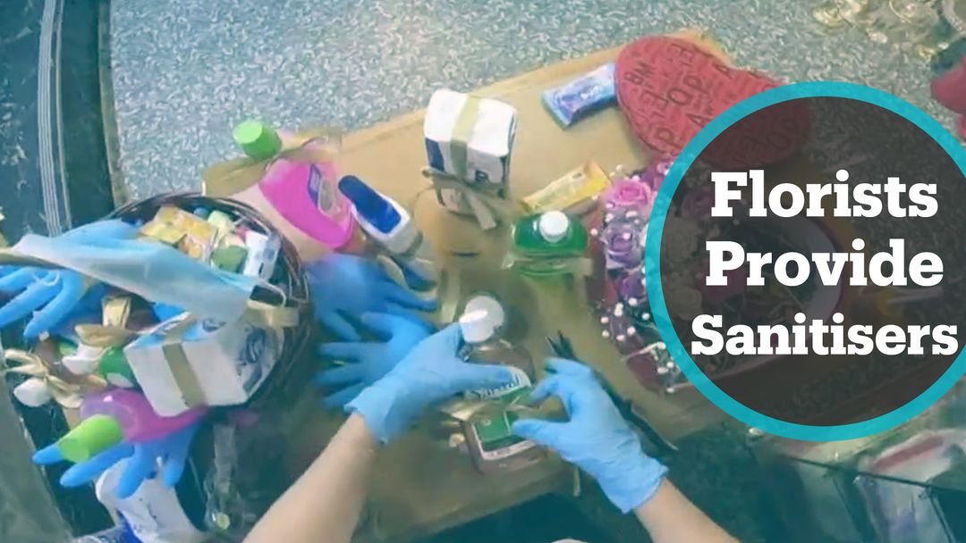 Iraqi florist pairs petals with protective items in baskets