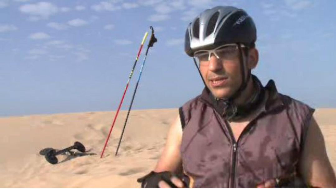 Moroccan Sand Skier: Skier trains for Winter Games on sand