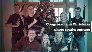 US Congressman's Christmas photo with guns sparks outrage