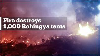 Fire tears through Rohingya refugee camp in Bangladesh
