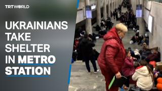 People in Ukraine take shelter in metro station in Kharkiv