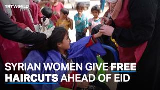 Volunteers in Syria’s Idlib surprise children with free haircuts ahead of eid