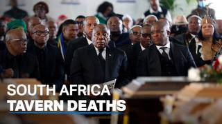 South African President Ramaphosa attends funeral for 21 teenagers
