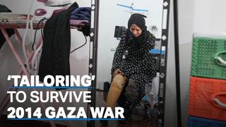 Palestinian woman with prosthetic leg tailors to survive after 2014 Gaza war