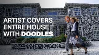 British artist unveils house covered in doodles