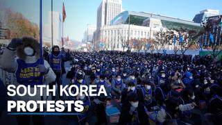 South Korean workers protest outside National Assembly