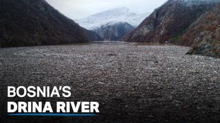 Plastic, metal and waste material accumulate in the Drina River