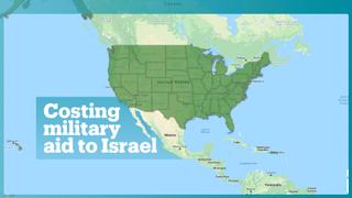 The interactive map shows the states' share of US military aid to Israel