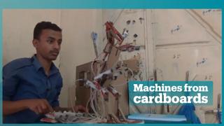 Yemeni student creates machines from cardboard