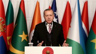 Turkish President Erdogan speaks at the conference of the Organisation of Islamic Cooperation