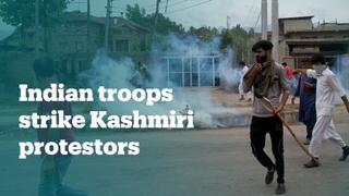 Indian troops fire pellets and tear gas at protestors in Kashmir