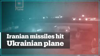 Footage shows two Iranian missiles hit Ukrainian plane