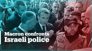 French President Emmanuel Macron yells at Israeli police