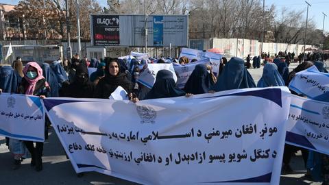 Taliban-backed women's rally demands West unfreeze Afghanistan's assets