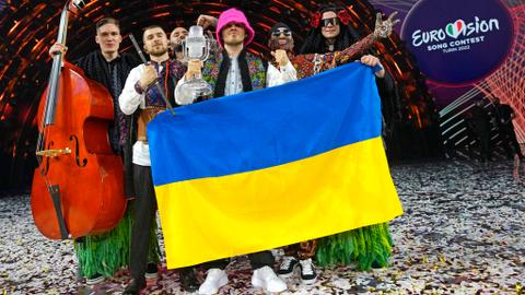 Ukraine’s Kalush Orchestra gets Eurovision Song Contest trophy