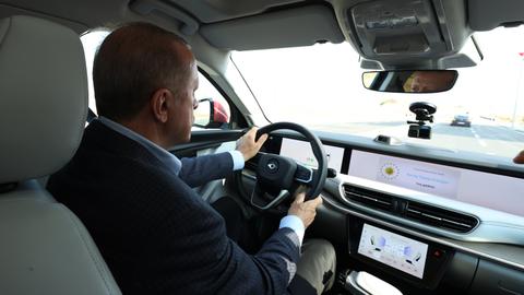 President Erdogan test-drives Türkiye's domestically produced car