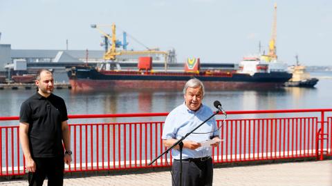 UN chief visits Odessa port, calls for support to ease global food crisis