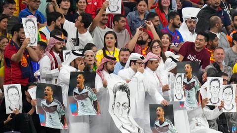 Qatari fans hit back at Germany with Mesut Ozil pictures
