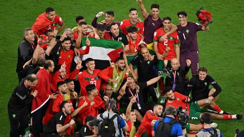 Euphoric Morocco unfurl Palestine's flag after spectacular win over Spain