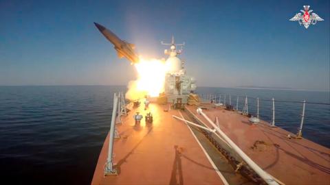 Russia fires anti-ship supersonic missiles at mock target in Sea of Japan