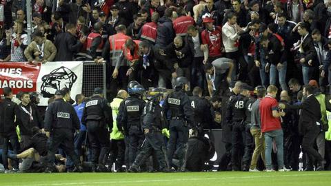 Fans injured as barrier collapses during French football match