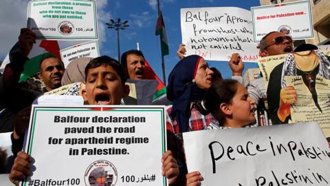 Palestinians protest Balfour Declaration on 100th anniversary