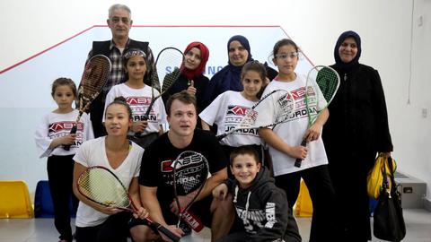 Syrian refugee girls in Jordan receive squash training