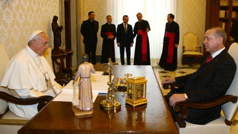 President Erdogan meets Pope Francis in Vatican City