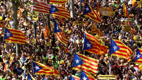 Thousands march in Barcelona to protest jailing of separatist leaders