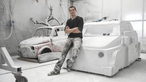 Italian artist sculpts a Fiat 500 out of marble