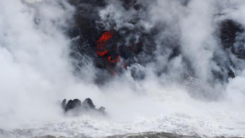 Toxic cloud caused by Hawaii volcano lava emerges over ocean