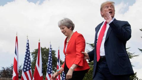 Protests, diplomatic backflips mark Trump's visit to England