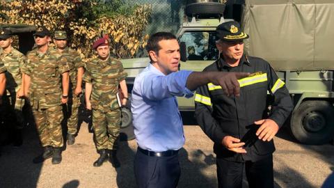 Greek PM Tsipras visits scene of wildfire disaster