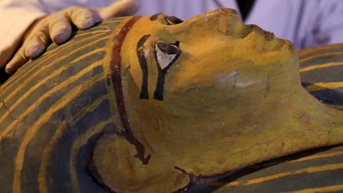Egypt unveils previously unopened ancient female sarcophagus