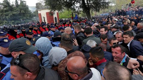 Clashes erupt as protesters try to storm Albanian parliament