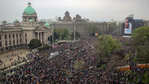 Thousands rally in Belgrade to protest against Serbian president