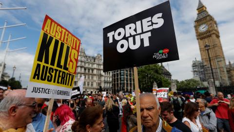 Thousands march in London against Tory government 