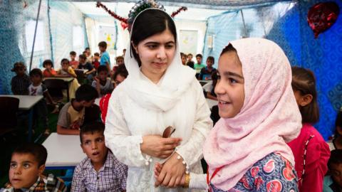 Malala spends birthday in Iraq with girls kept out of school by Daesh