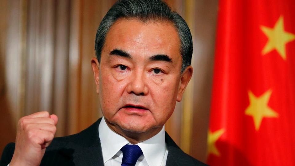 Chinese Foreign Minister Wang Yi holds a joint news conference with German Foreign Minister Heiko Maas in Berlin, Germany, on February 13, 2020.