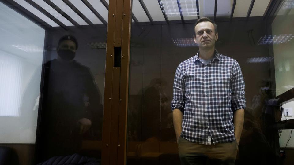 This February 20, 2021 file photo shows Russian opposition leader Alexey Navalny attends a court hearing in Moscow, Russia.