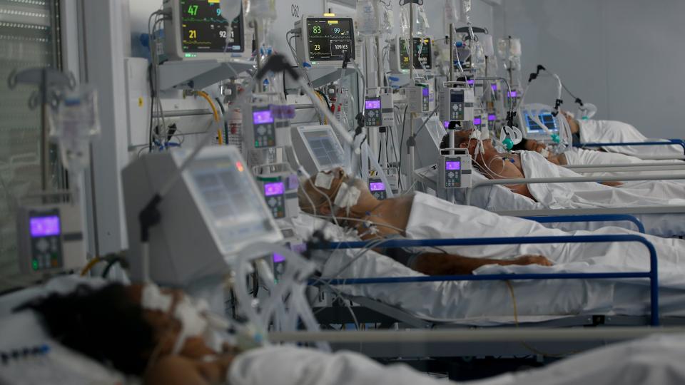 Covid-19 patients rest at the Dr. Norberto Raul Piacentini hospital, in Lomas de Zamora, Argentina on Saturday, May 1, 2021