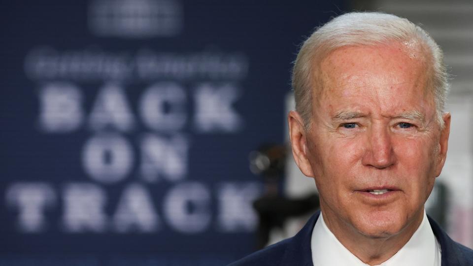 U.S. President Joe Biden delivers remarks during a visit at Tidewater Community College in Norfolk, Virginia, US on May 3, 2021