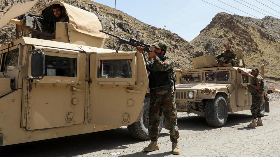 Afghan Commando forces armoured convoy fights on the frontlines against the Taliban in Ghorband District, Parwan Province on June 29, 2021.