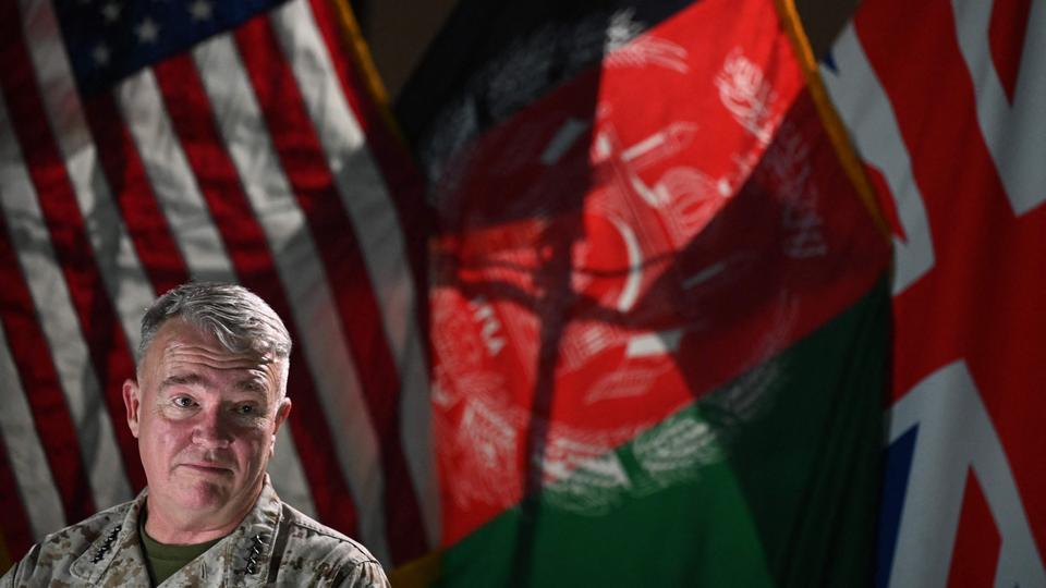 Head of the US Central Command, General Kenneth McKenzie, speaks during a press conference at the former Resolute Support headquarters in the US embassy compound in Kabul on July 25, 2021.