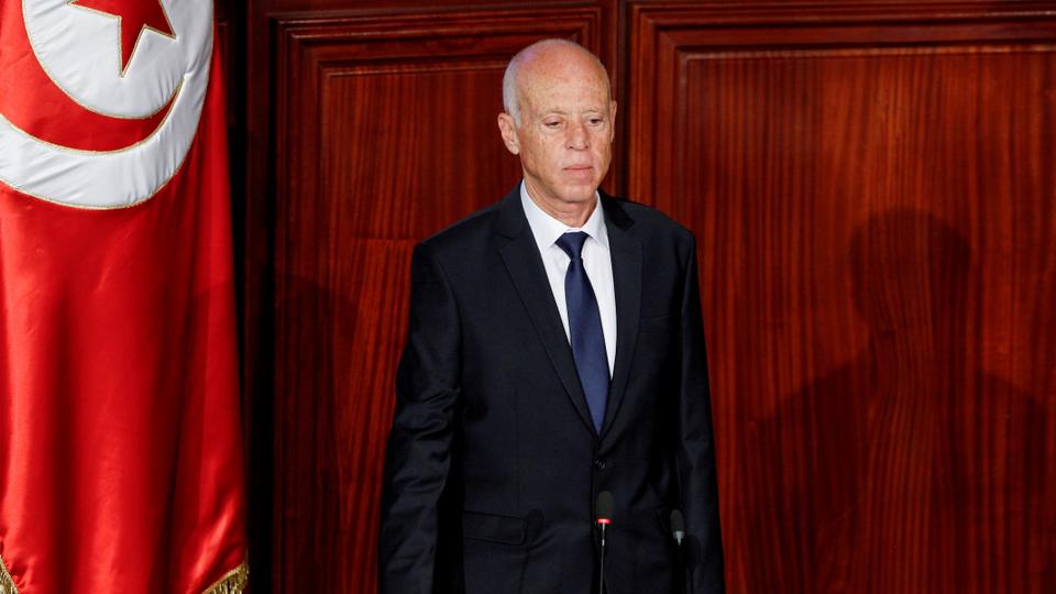 Tunisian President Kais Saied takes the oath of office in Tunis, Tunisia, October 23, 2019.