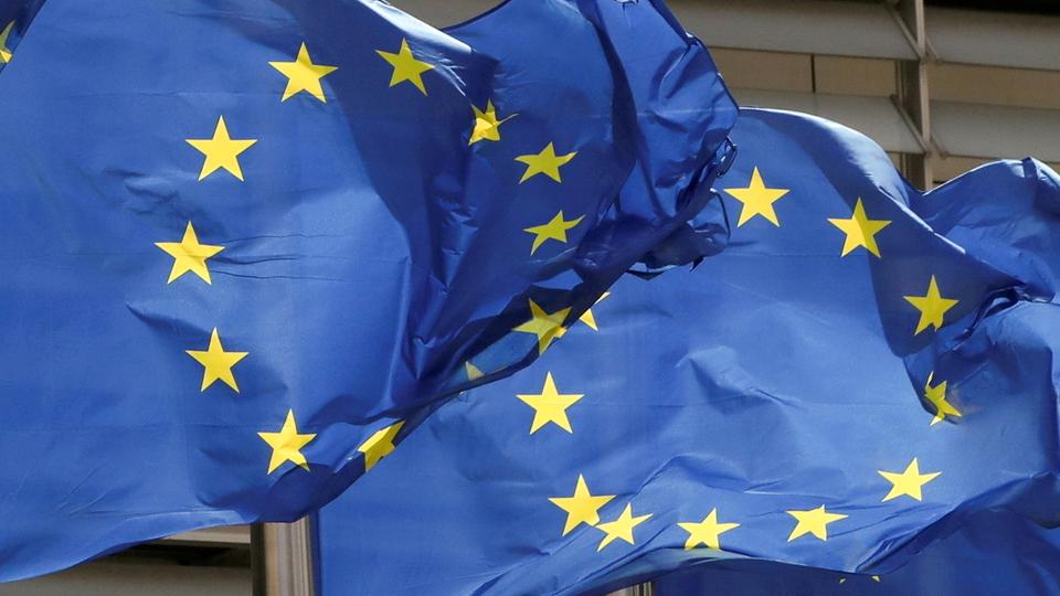 uropean Union flags flutter outside the EU Commission headquarters in Brussels, Belgium May 5, 2021