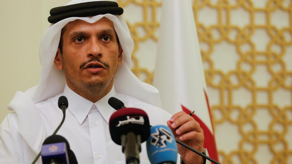 Qatar's Foreign Minister Mohammed bin Abdulrahman bin Jassim Al Thani speaks during a news conference in Doha, Qatar, August 31, 2021.