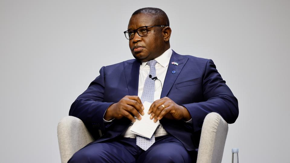 Sierra Leone's President Julius Maada Bio takes part in a session entitled 